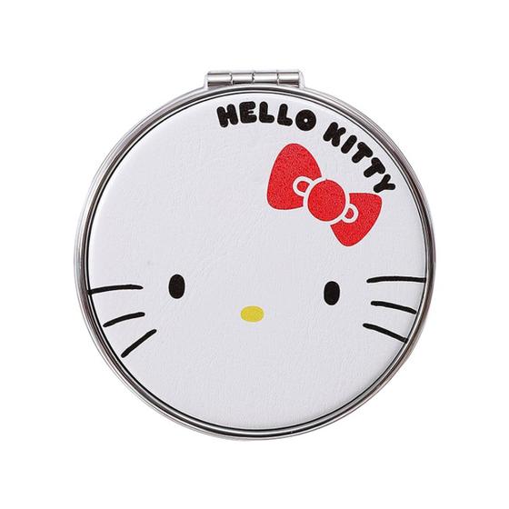 Imagem de Espelho de bolso dupla face redondo dobrável com zoom x2 modelo sanrio hello kitty 6,5cm. miniso