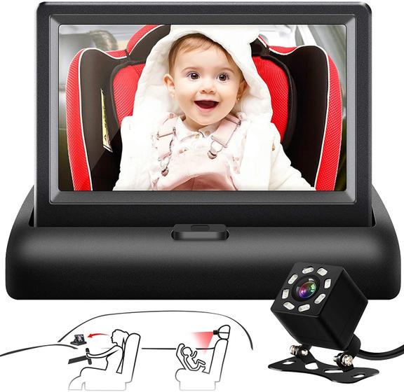 Imagem de Espelho de carro de bebê Shynerk HD Night Vision com tela de 4,3"