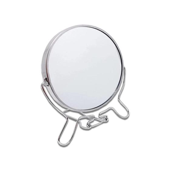 Imagem de Espelho De Maquiagem com Suporte Metal Dupla Face Com Aumento 4" Polegada Mesa