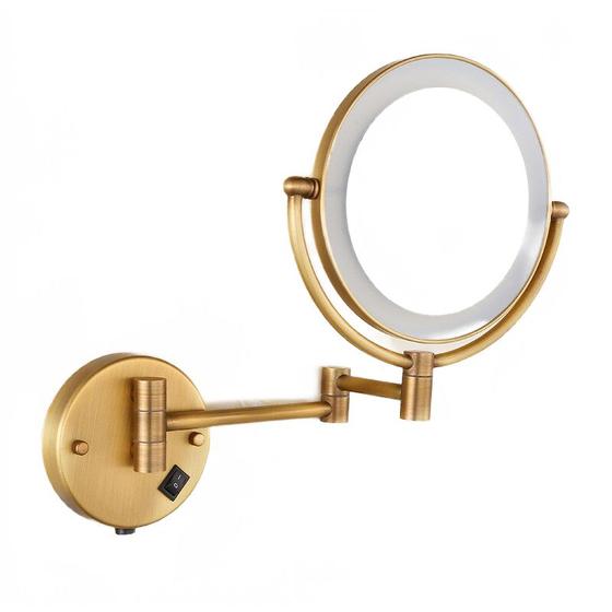 Imagem de Espelho de maquiagem Wokex Brass Antique 1x3 Magnifying LED Light