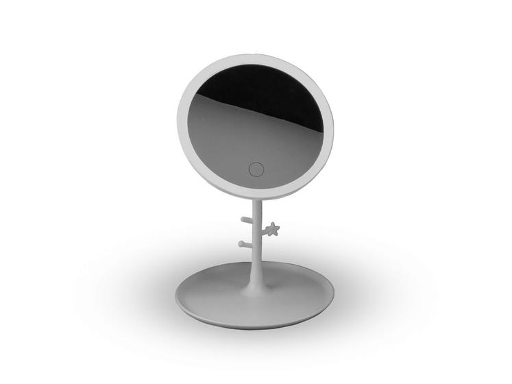 Imagem de Espelho de Mesa Com Bandeja e Iluminação em Led Recarregável Via USB Botão Touch Ajuste de Ângulo