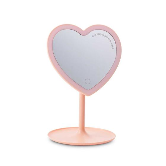 Imagem de Espelho de Mesa Com Led Coração Rosa