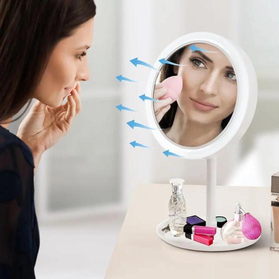 Imagem de Espelho de Mesa Com Led Maquiagem Com Aumento 5X ventilador