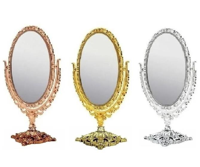 Imagem de Espelho de Mesa Cromado com Aumento - Prata, Dourado ou Rosê