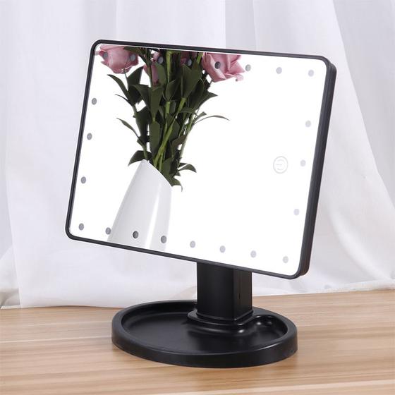 Imagem de Espelho De Mesa Maquiagem Com 16 Leds Rotação Touch Screen
