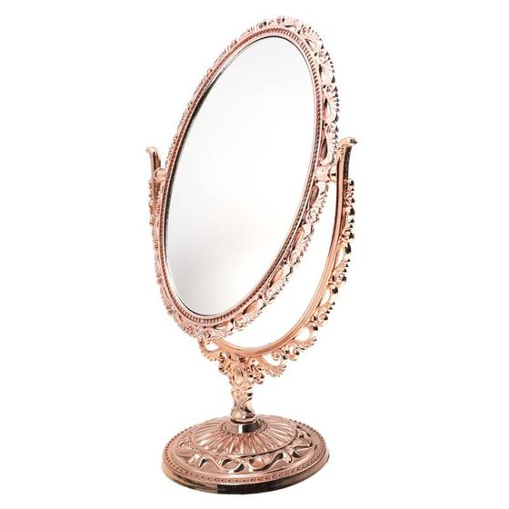 Imagem de Espelho De Mesa Maquiagem Redondo Duas Faces Oval