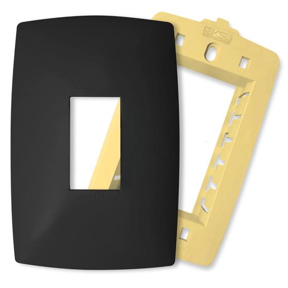 Imagem de Espelho de Tomada Placa 4X2 1 Módulo Vertical Com Suporte Grafite Home B.lux