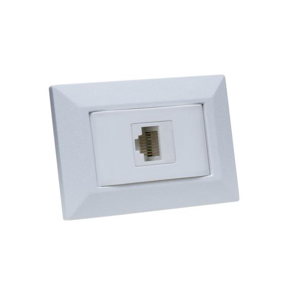 Imagem de Espelho de Tomada Simples Chanfrado com 1 RJ-45 CAT5e Branco
