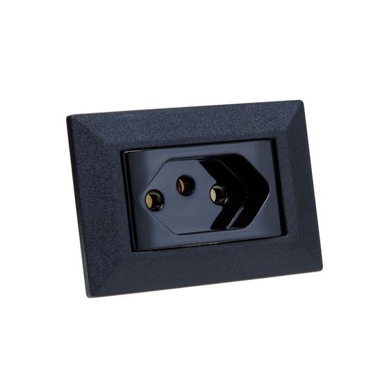 Imagem de Espelho de Tomada Simples Chanfrado com 1 Tomada 20A Preto