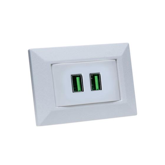Imagem de Espelho de Tomada Simples Chanfrado com 2 USB 4.9A
