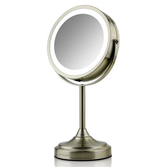 Imagem de Espelho de Vaidade Iluminado com LED - 7" Giratório 360º, Dupla Face (1X/7X) - Recarregável via USB