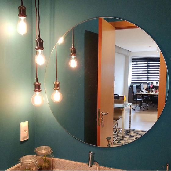 Imagem de Espelho de Vidro Redondo Lapidado Decorativo 60x60cm para Quarto Sala Banheiro Cozinha