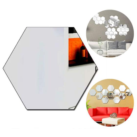 Imagem de Espelho Decorativo 21x18cm Acrílico Hexagonal Para Sala
