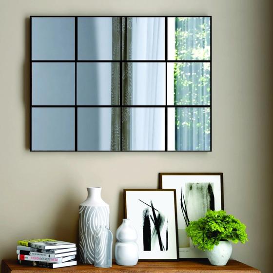 Imagem de Espelho Decorativo 3d Vidro 72cmX54cm Módulos Liverpool Mdf Relevo 12pç Montável Para Sala Quarto Cozinha Escritório