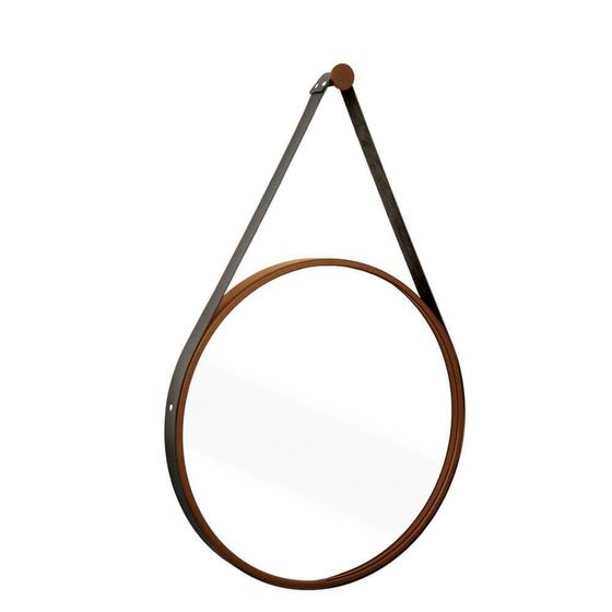 Imagem de Espelho Decorativo Adnet 50cm Aço Corten com Alça Preta