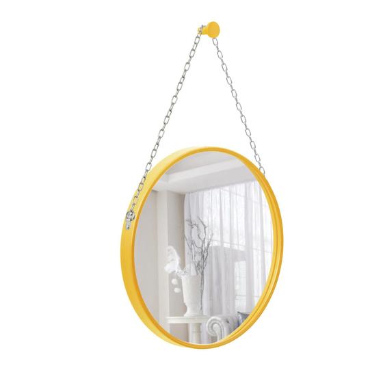 Imagem de Espelho Decorativo Adnet Amarelo Alça Corrente Cromada 60Cm