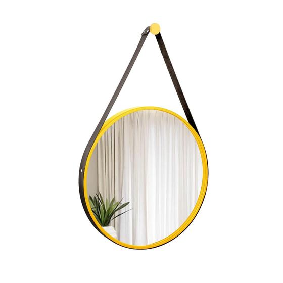 Imagem de Espelho Decorativo Adnet Amarelo Alça material sintético Preto 50Cm