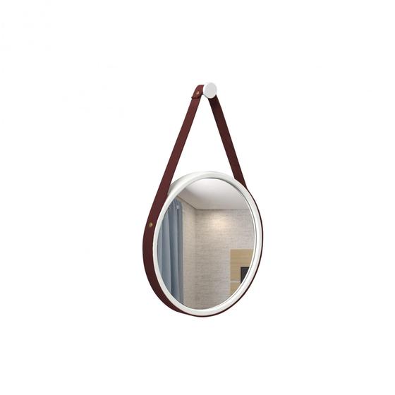Imagem de Espelho Decorativo Adnet Branco Alça material sintético Marrom Café 30Cm