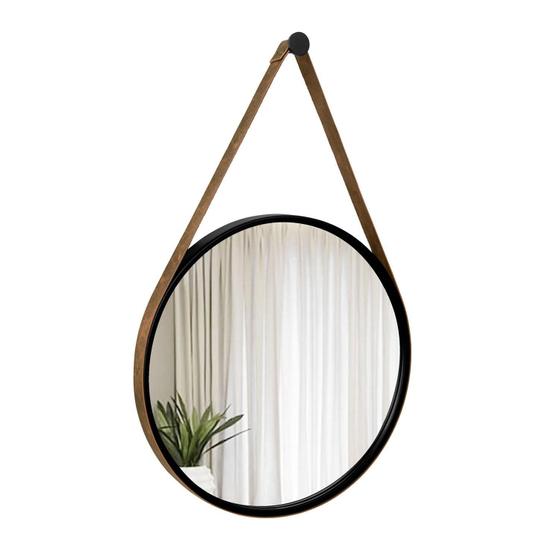 Imagem de Espelho Decorativo Adnet Preto Alça material sintético Rajado 60Cm