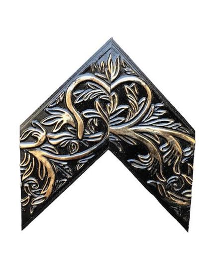 Imagem de Espelho decorativo com moldura de madeira Preto com dourado