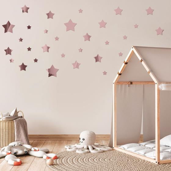 Imagem de Espelho Decorativo Estrelas Rose