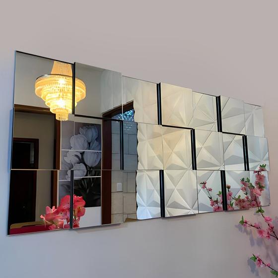 Imagem de Espelho Decorativo Liverpool 3D Painel Montável 105x40 Sala Quarto Escritório