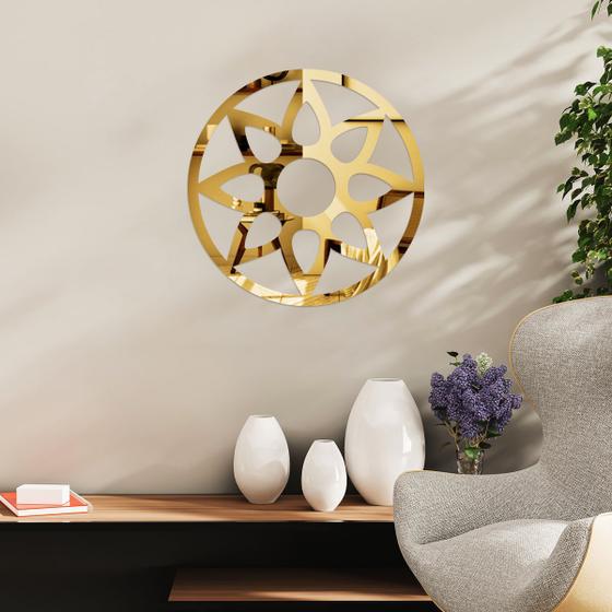 Imagem de Espelho Decorativo Mandala Flor Dourado