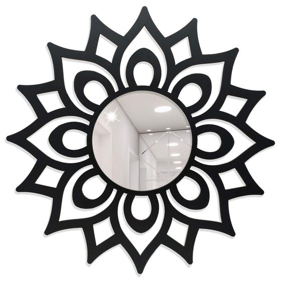 Imagem de Espelho Decorativo Mandala Florada Preta 40cm