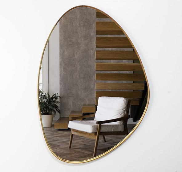 Imagem de Espelho Decorativo Organico 60X40 Com Borda Moldura Em Lamina De Madeira