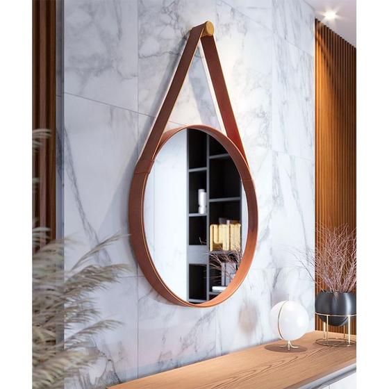 Imagem de Espelho Decorativo para Sala de Estar Ambiente Aqua 80cm Marrom - Imcal