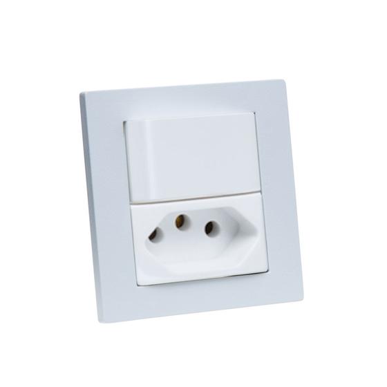 Imagem de Espelho Duplo Reto 1 Tomada 10A 1 Interruptor