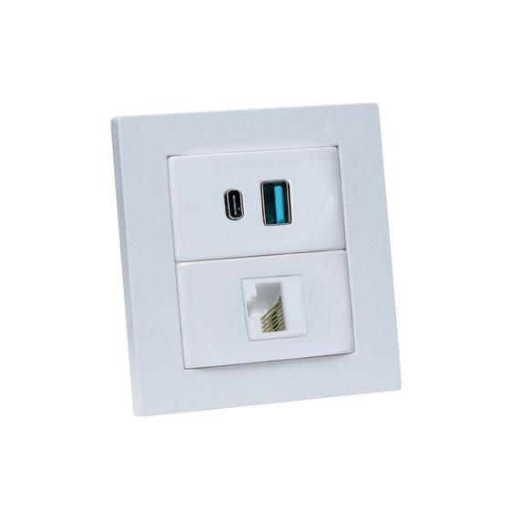 Imagem de Espelho Duplo Reto 2 USB 9.0A 1 RJ-45