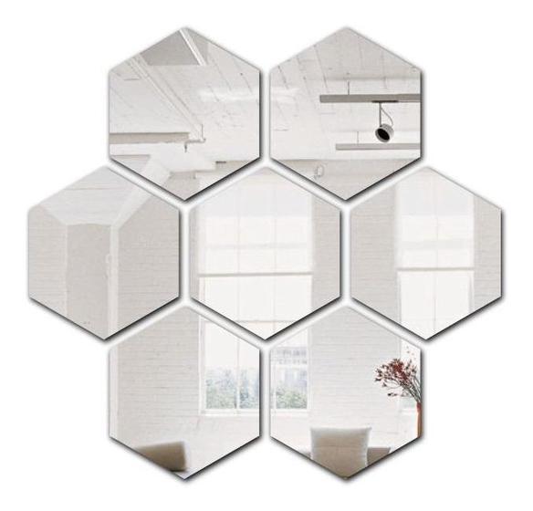 Imagem de Espelho Em Acrílico Hexagonal Flor Kit Com 7 Peças M