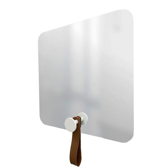 Imagem de Espelho Funcional Hook Branco Alça Caramelo 50x50 Cm Quadrado