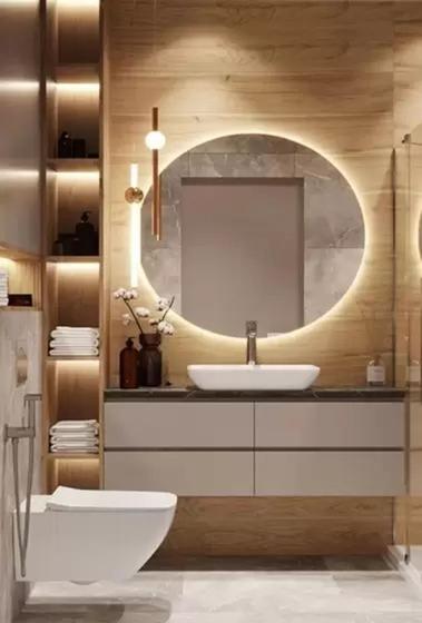 Espelho Grande Banheiro Quarto Salão 80 cm com luz de Led - RGM ...