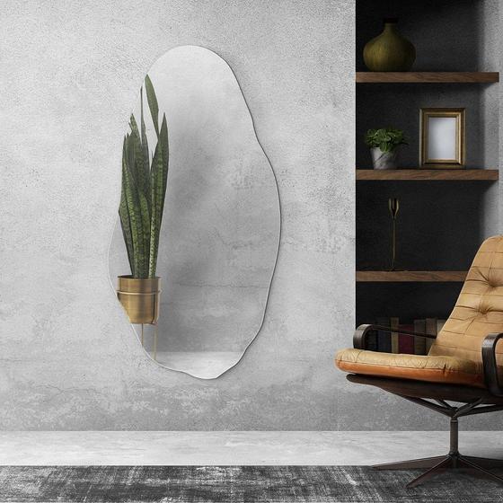 Espelho Grande Decorativo 90 X 60 Lapidado Orgânico Luxo com Suporte Menor preço em Espelho Grande Decorativo 90 X 60 Lapidado Orgânico Luxo com Suporte