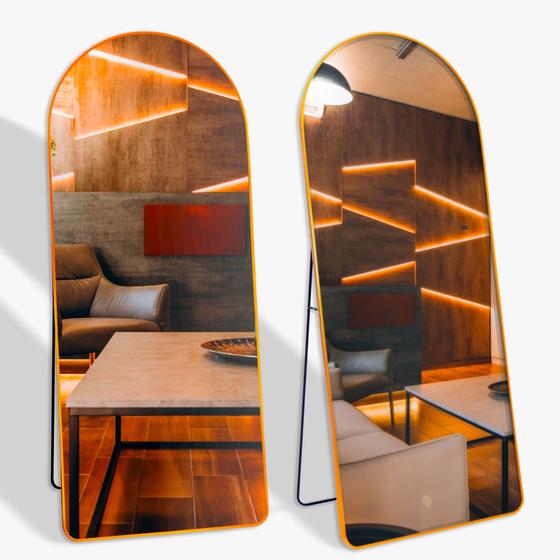 Espelho Grande Oval Arco Base Reta Corpo Inteiro 150x60 Moldura em Metal Menor preço em Espelho Grande Oval Arco Base Reta Corpo Inteiro 150x60 Moldura em Metal