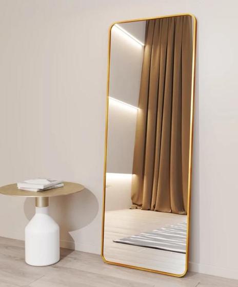 Imagem de Espelho Grande Retangular 150x60 Corpo Inteiro Decorativo com Moldura de Metal