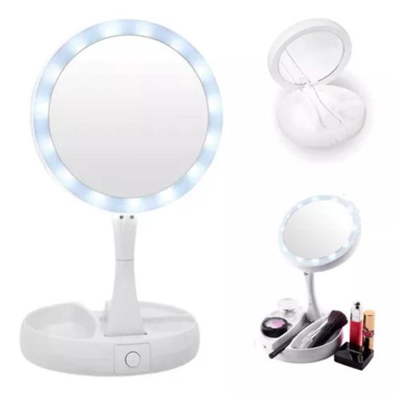 Imagem de Espelho Iluminador Mesa Maquiagem Portátil Aumento 10 Led