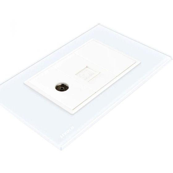 Imagem de Espelho Livolo com 1 Entrada para TV (IEC / Dvb-t Tv / Pal Jack Fêmea) e 1 Entrada para computador (RJ45) - Branco - LMS-VL-C9-1V1C-11