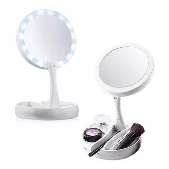 Imagem de Espelho Luz Led Dobrável Maquiagem aumenta 10x