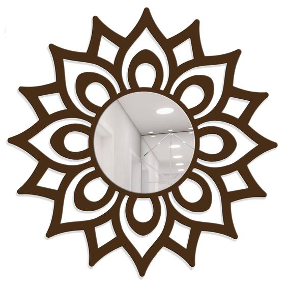 Imagem de Espelho Mandala Florada Decorativo 40cm Marrom