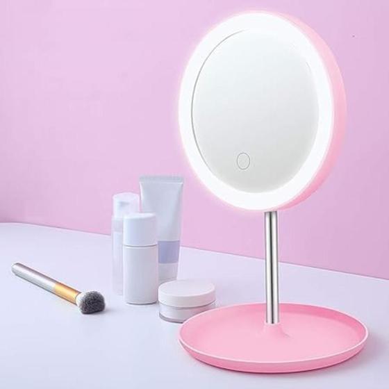 Imagem de Espelho Maquiagem Com Touch E Borda Luz De Led Mesa Portátil