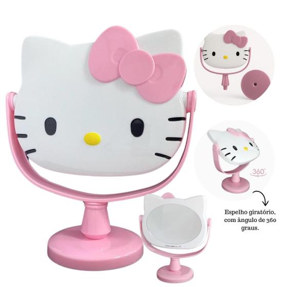 Imagem de Espelho Maquiagem Infantil Com Suporte De Mesa Hello Kitty