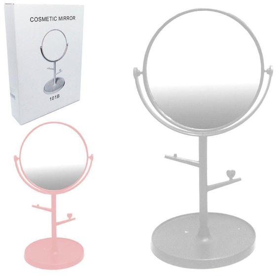 Espelho Mesa Redondo Dupla Face + Base Porta Joias - FMSP - Espelho