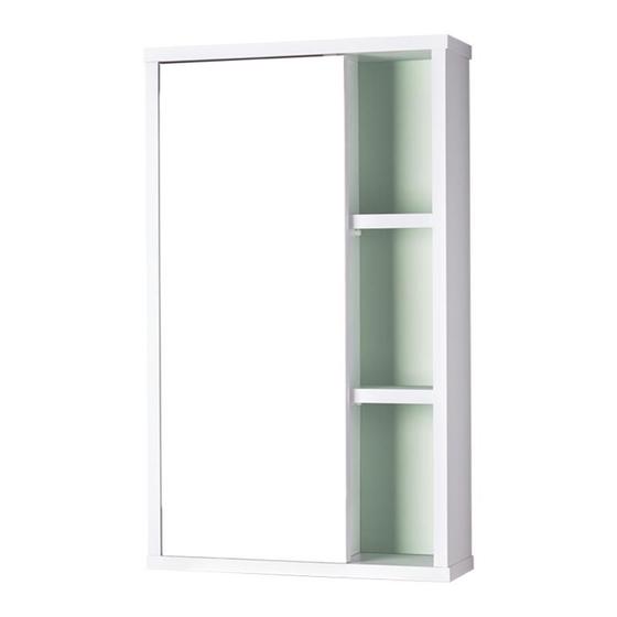 Imagem de Espelho Milano para Banheiro com Armário Branco e Verde Menta - 69 x 42cm