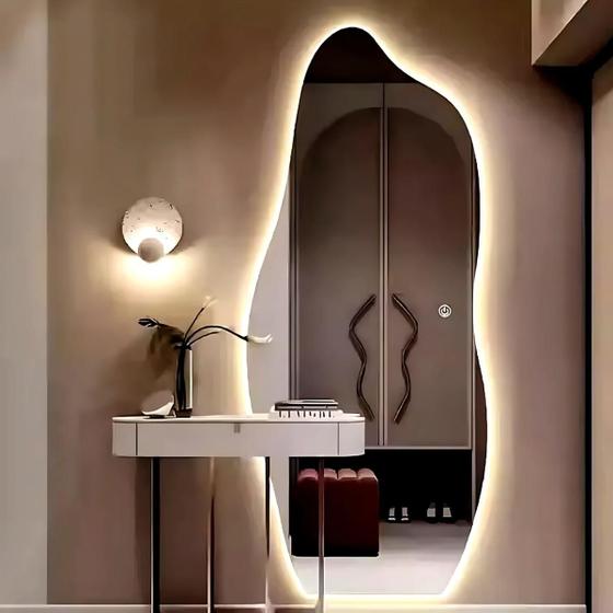 Espelho Orgânico com LED Touch 3 Cores  Decorativo Moderno Corpo Inteiro 115x60 150x60 170x70