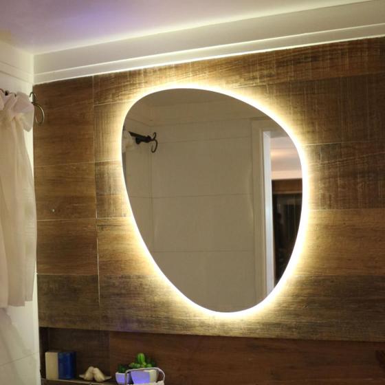 Imagem de Espelho Orgânico Decorativo Com Led 70x50cm Sala Banheiro