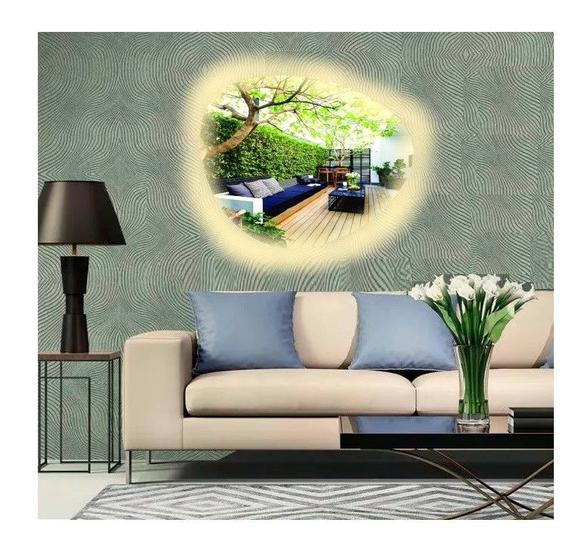 Imagem de Espelho orgânico decorativo iluminado com led quente 60x50cm