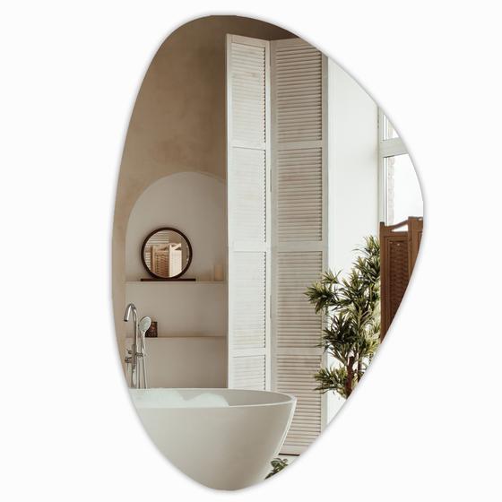 Imagem de Espelho Orgânico Decorativo Moderno Grande De Parede Para Quarto Sala Banheiro Cozinha